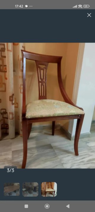 Sillas de comedor de madera, cuatro unidades 80 €