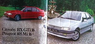 Peugeot 405 Mi16, BX GTI 16 y Omega 3000 revista