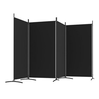 Biombo separador de ambientes 4 paneles negro tela
