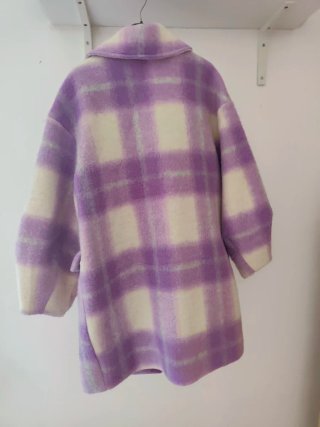 Cappotto Lumina a quadri viola e bianco