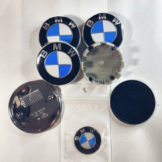 PACK 7 EMBLEMAS BMW - TAPABUJES BMW 68mm ANAGRAMAS