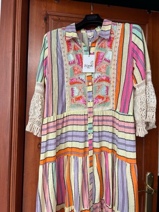 Vestido largo estampado multicolor