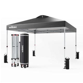 Wiltec | Gazebo pop-up grigio 3x3m con ruote · Tes
