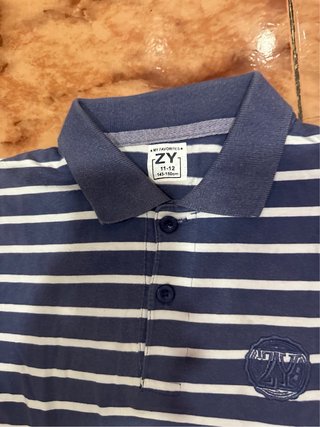 Polo niño rayas azul y blanco T. 11-12