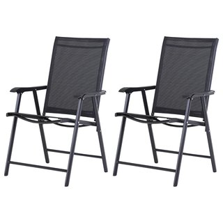 2 Sedie Pieghevoli da Esterno Nero/Grigio