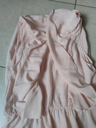 Blusa rosa pastello con volant Papillonne - M
