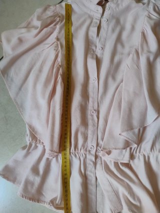 Blusa rosa pastello con volant Papillonne - M