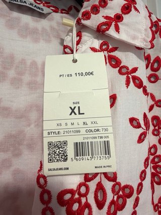 Vestido Salsa blanco y rojo bordado
