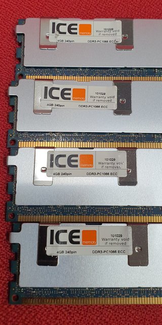 16 GB 4x ICE DDR3 4GB PC1066 ECC Memoria RAM