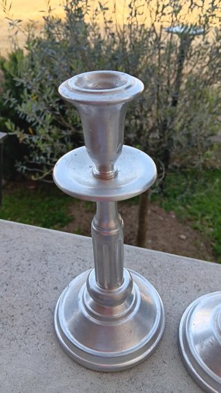 Coppia Candelieri Vintage Alluminio