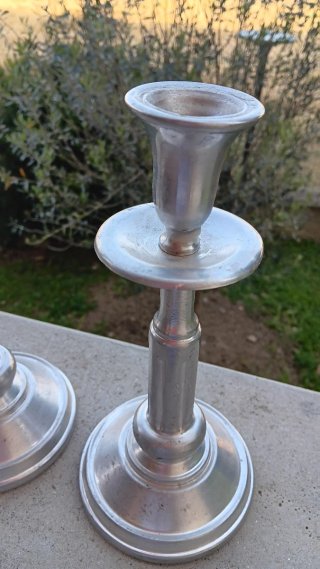 Coppia Candelieri Vintage Alluminio
