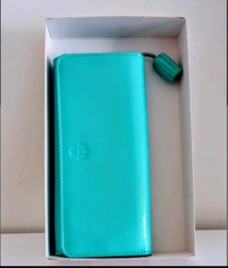 Cartera nueva color turquesa mide 19 x9 es de PIEL