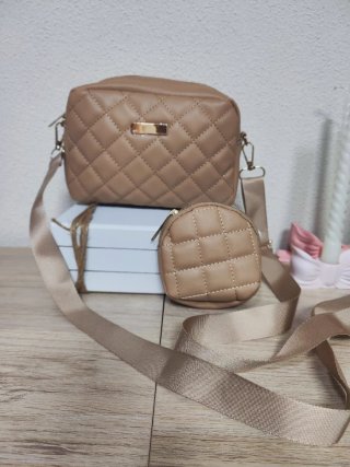 Conjunto Bolso y Monedero Camel