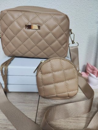 Conjunto Bolso y Monedero Camel