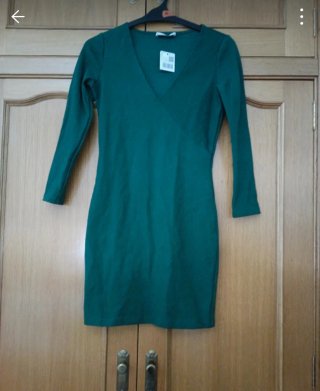 Vestido Mango verde botella
