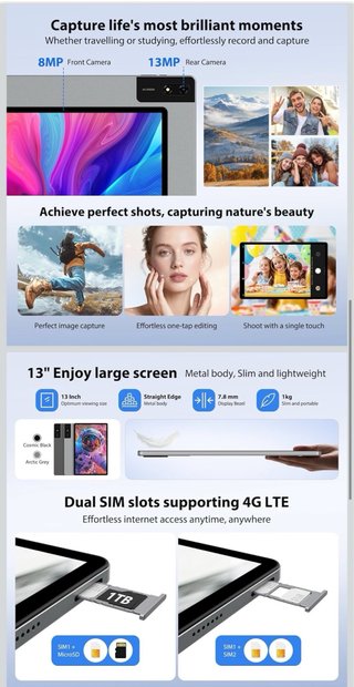 Tablet Android 15 36GB/512GB 13 2K