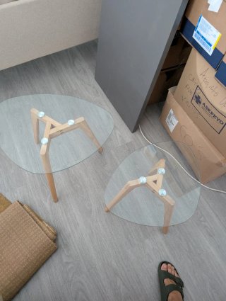 Tavoli da centro in vetro e legno