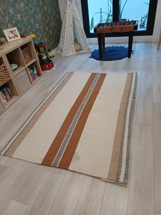 Tappeto in cotone a righe colori terra 200 x 140