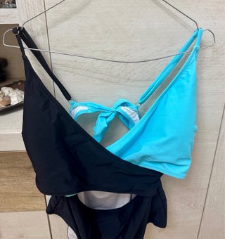 Bañador mujer negro y turquesa