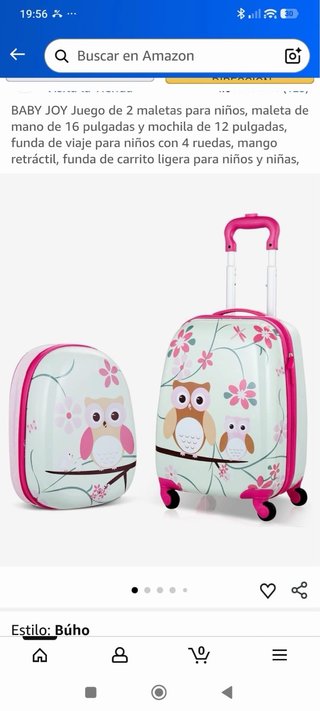 2 Maletas Infantiles Búhos y Flores