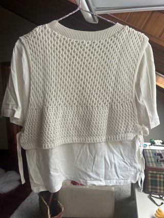Camiseta chaleco Zara beige/blanco Talla M