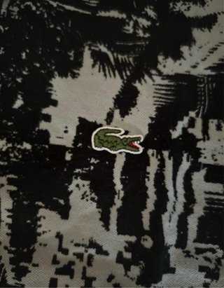 Polo Lacoste Negro y Gris Estampado