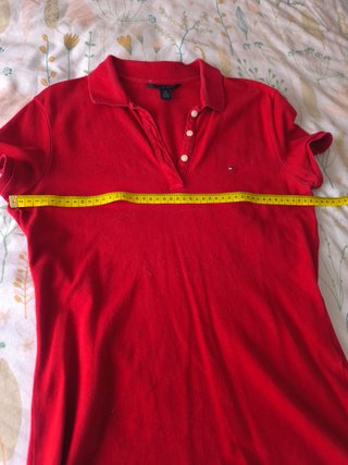 Polo Tommy Hilfiger rojo piqué manga corta