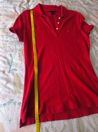Polo Tommy Hilfiger rojo piqué manga corta