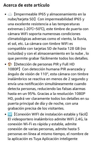 Timbre Inalámbrico con Cámara, Bateria de 9600 mAh