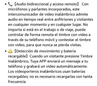Timbre Inalámbrico con Cámara, Bateria de 9600 mAh