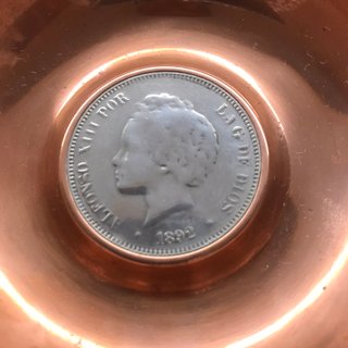 Antiguo plato cobre artesanal