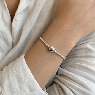 Pulsera Cadena Serpiente Corazón Plata
