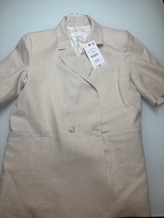 Americana Lino Beige Manga Corta Nueva