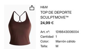 Top Scultmove H&M Marrón con etiquetas sin estrena