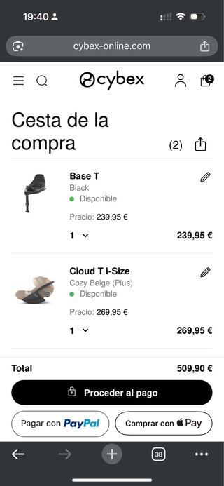Silla de coche Cybex Cloud con base T (nuevo 560€)