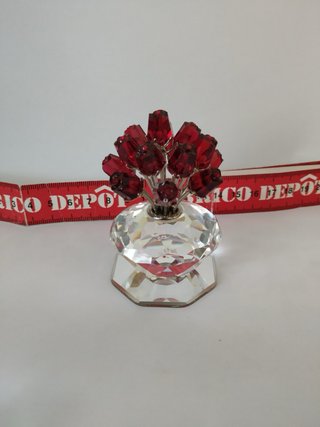 Figura Swarovski Fiori Rossi e Base in Cristallo