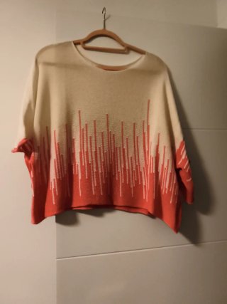 Jersey beige y naranja talla única
