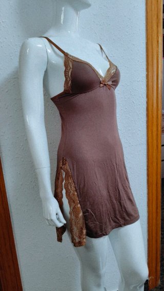 Baby Doll Encaje Marrón Talla S/M