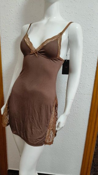 Baby Doll Encaje Marrón Talla S/M