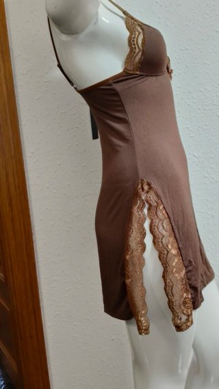 Baby Doll Encaje Marrón Talla S/M