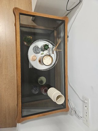 Mesa centro madera y cristal