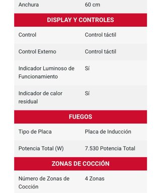 Placa Inducción Cata AS600 Con Extractor Negro