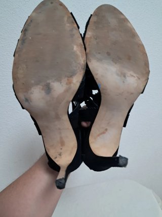 Sandalias Zara Tacón Negro Talla 39