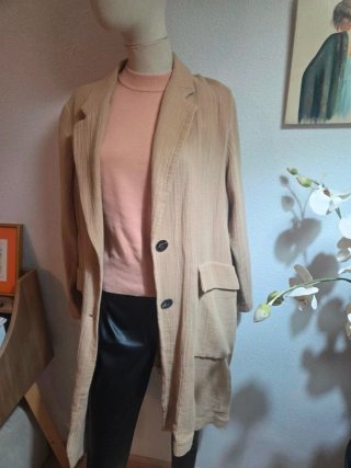 Abrigo Zara Texturizado Beige Talla S