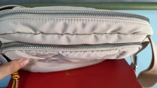 Bandolera mujer beige con bordado