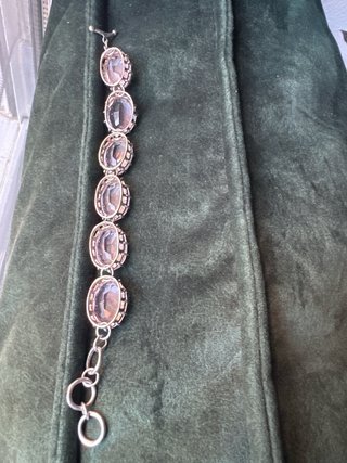 Pulsera vintage cristales grandes rosa y plata