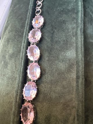 Pulsera vintage cristales grandes rosa y plata