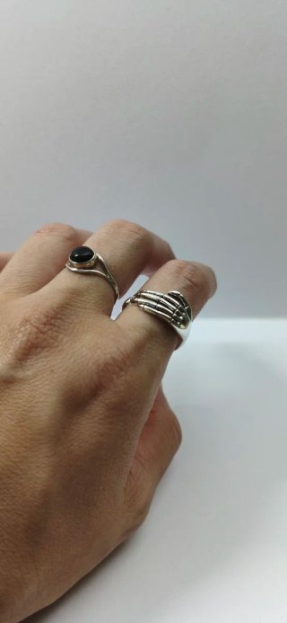 Anillo Mano Esqueleto Plata Ajustable