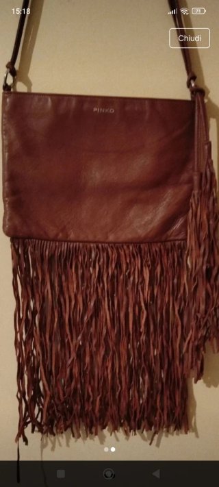 Borsa Pinko vera pelle con frange