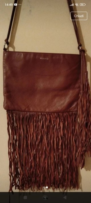 Borsa Pinko vera pelle con frange